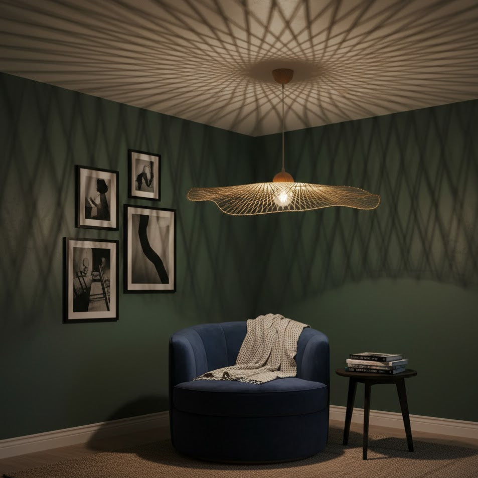 Stråla taklampa - Bali-inspirerad solhatt