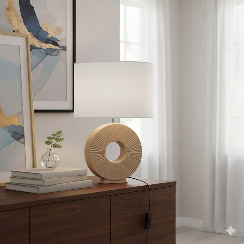 Celeste bordslampa  – Keramisk lampa i beige