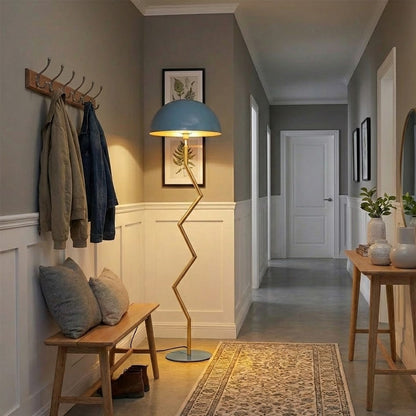 Geoma – Skulptural golvlampa i blått och Guld