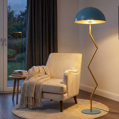 Geoma – Skulptural golvlampa i blått och Guld