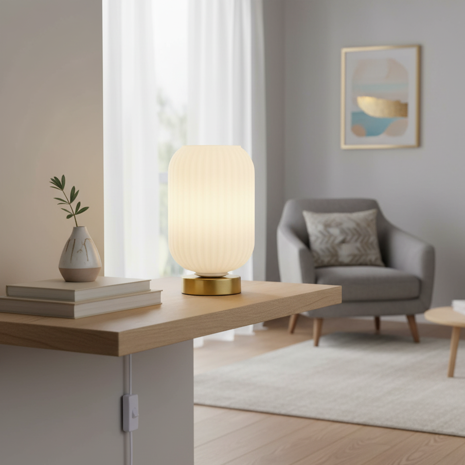 Solis bordslampa - Modern Bordslampa i vit och Guld